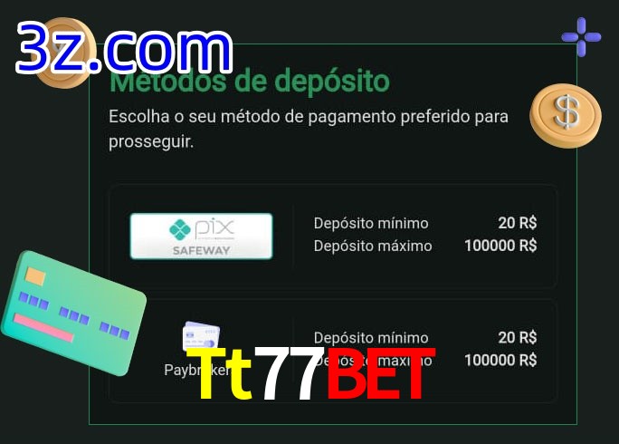 O cassino Tt77Bet oferece uma grande variedade de métodos de pagamento